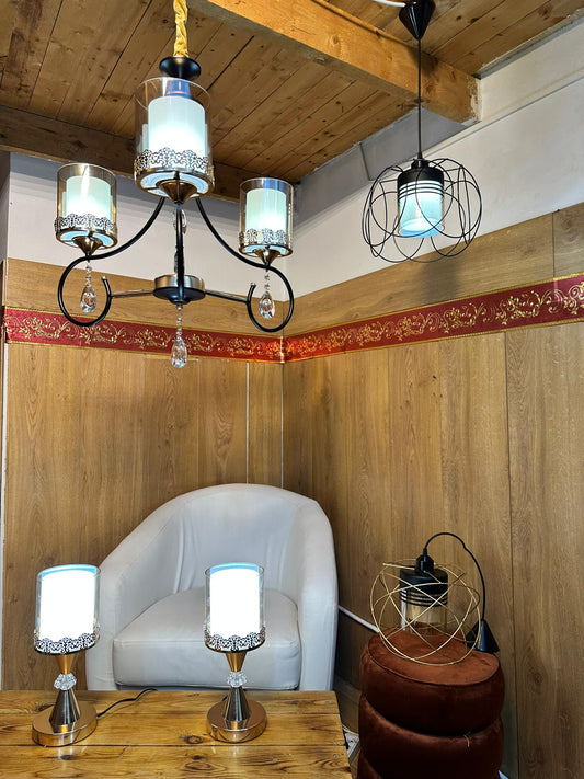 Pack 5 pièces ✨ + توصيل مجاني 🚚 (2 veilleuses 🌙 + 2 lustres 💡 + lustre parentale royale 👑) + livraison gratuite 🎁